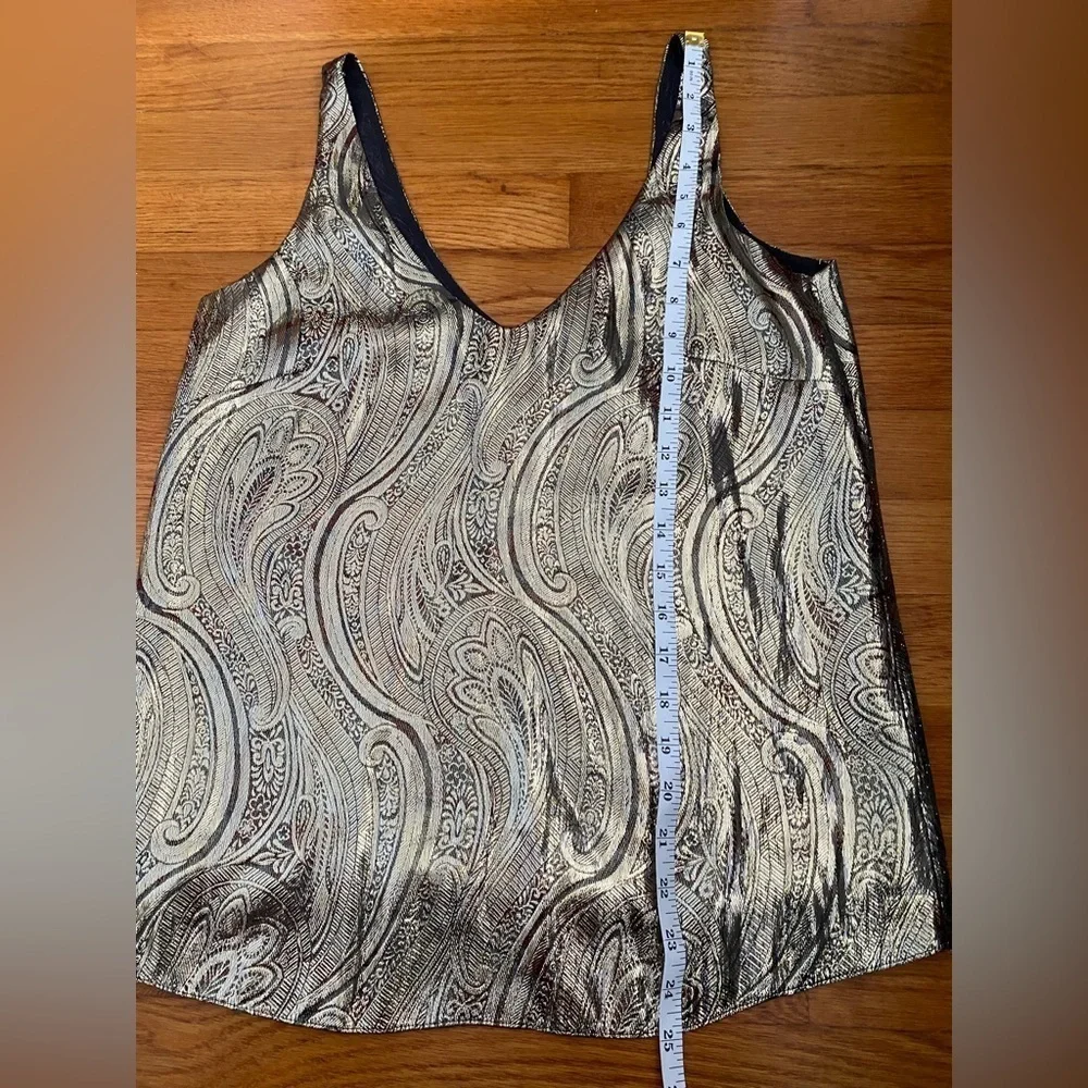 NWT J. Crew Cate Cami Gold Top Tank Metallic Silk Paisley, NWT, Size 0